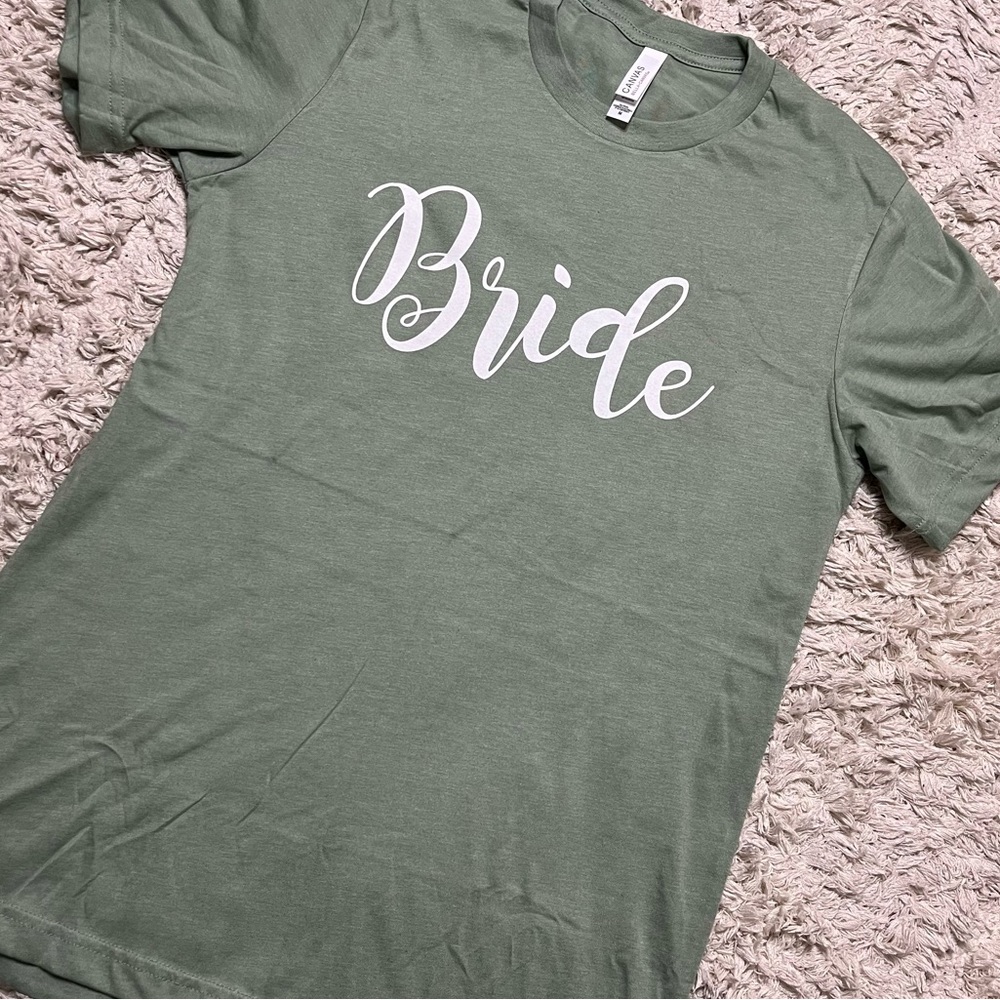 Bride printed olive green T shirt